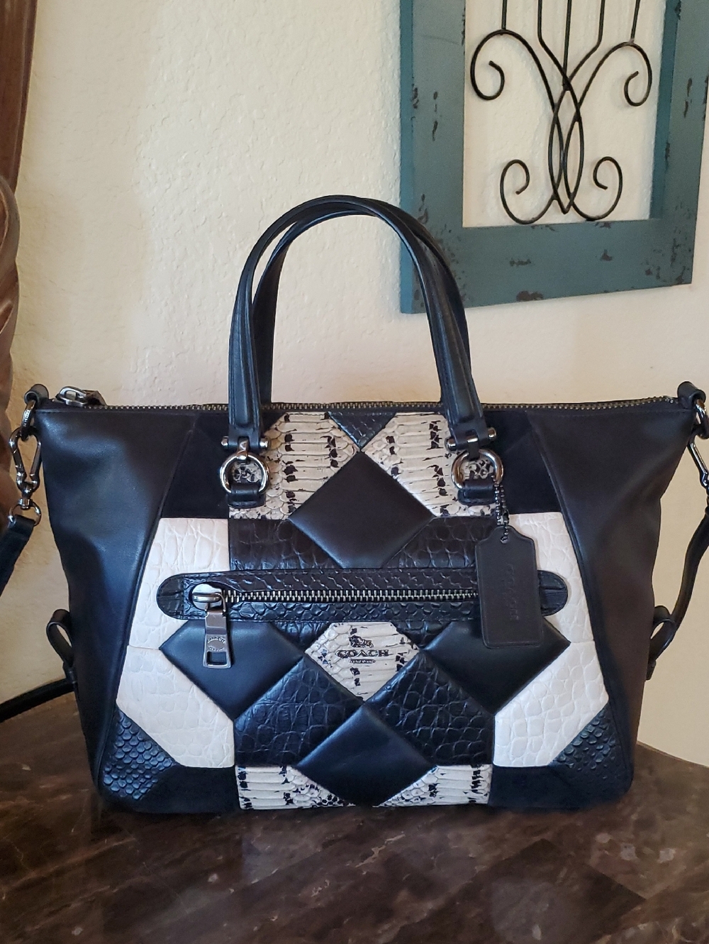 Coach Patchwork Canyon Quilt Primrose Satchel Embossed Exotic
